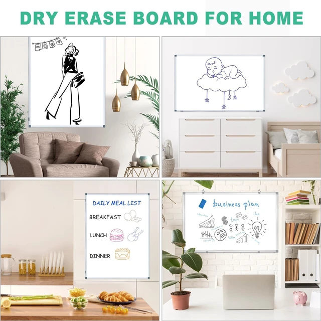 Alt view image 4 of 6 - Large Dry Erase White Board 4' x 3' Magnetic Whiteboard 48"x36" Aluminum Presentation Whiteboard with Long Pen Tray, 6 Markers, 2 Erasers &12 Magnets