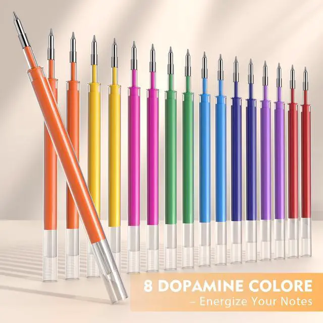Alt view image 3 of 7 - 8Pcs Colorful Gel Pens - 0.7mm Fine Point Colored Ink Fidget Pens Smooth Writing Quick-Dry Pens, No Bleed, Journaling,Note Taking,Coloring,Drawing, School, Office, Men & Women (Dopamine