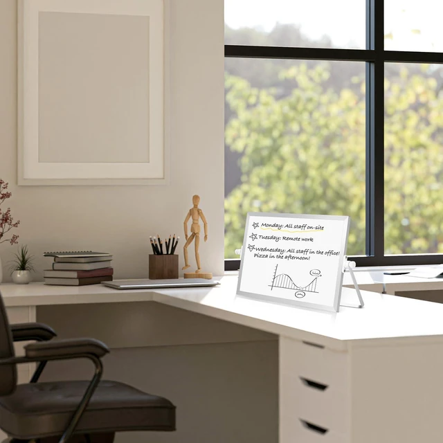 Alt view image 6 of 7 - Double-Sided Magnetic White Board with Stand, 12" x 8" Dry Erase Board with Stand, Desktop Whiteboard Easel, Portable Small White board dry erase for Drawing, Office, Home