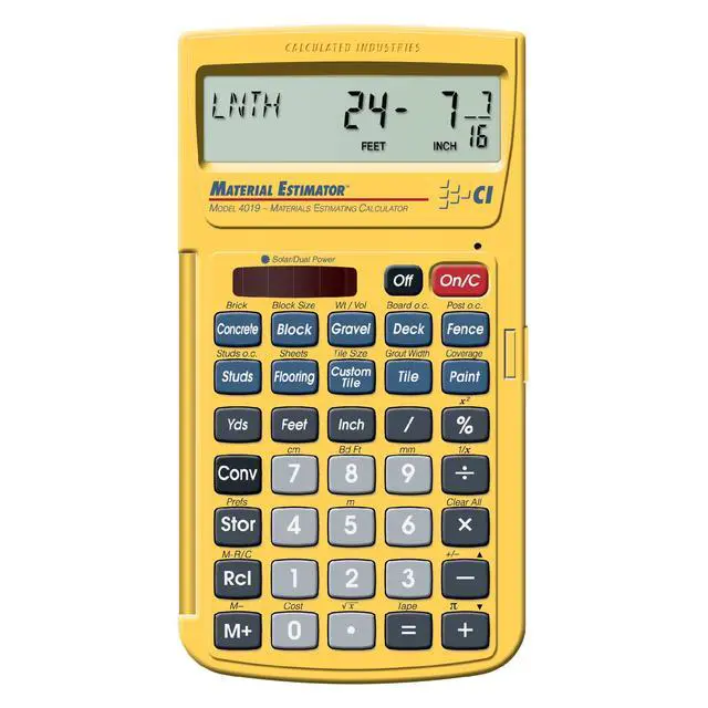 Alt view image 5 of 7 - 44080 Construction Master Pro-Desktop Advanced Construction Math Feet-Inch-Fraction Calculator & 4019 Material Estimator Calculator,Yellow