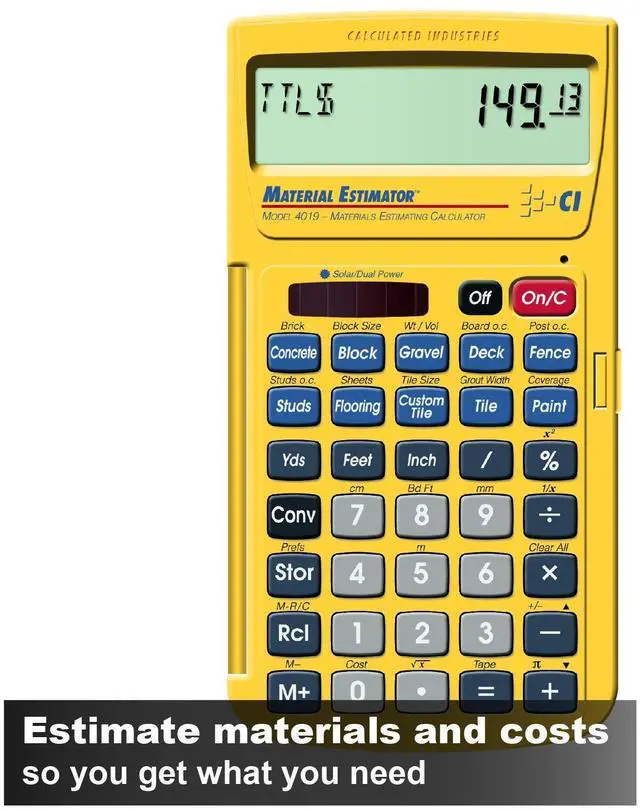 Alt view image 6 of 7 - 44080 Construction Master Pro-Desktop Advanced Construction Math Feet-Inch-Fraction Calculator & 4019 Material Estimator Calculator,Yellow