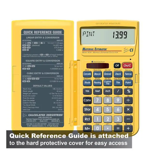 Alt view image 7 of 7 - 44080 Construction Master Pro-Desktop Advanced Construction Math Feet-Inch-Fraction Calculator & 4019 Material Estimator Calculator,Yellow