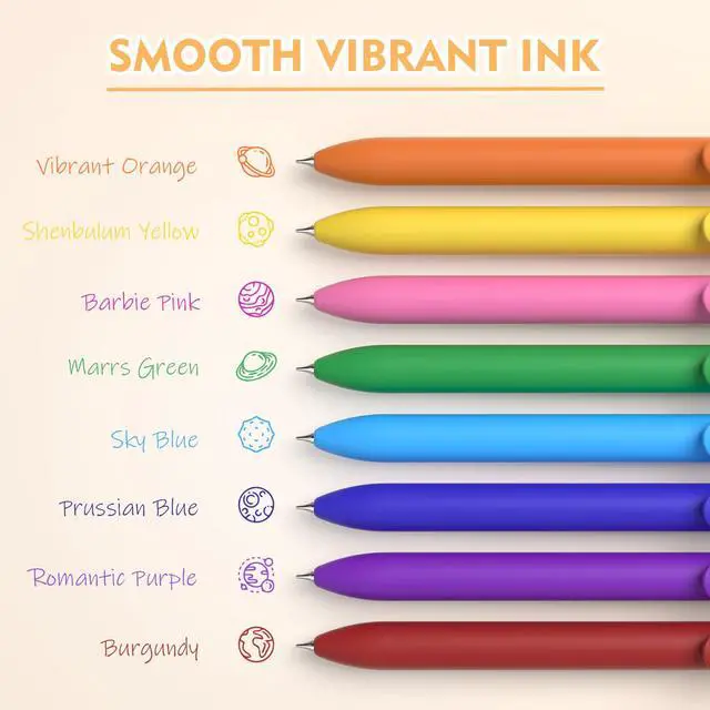 Alt view image 6 of 7 - 8Pcs Colorful Gel Pens - 0.7mm Fine Point Colored Ink Fidget Pens Smooth Writing Quick-Dry Pens, No Bleed, Journaling,Note Taking,Coloring,Drawing, School, Office, Men & Women (Dopamine