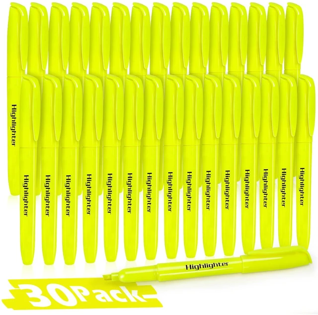 Main image of 30 Yellow Highlighters, Chisel Tip Dry-Quickly Highlighter Markers, Highlighter Bright Colors for Adult Kids, Office Classroom Must Have, School Supplies for Teachers
