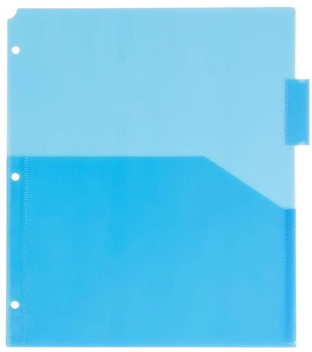 Alt view image 5 of 7 - Plastic Index 5-Tab Dividers w/Double Pockets - 9 3/4 x 11 1/2 - Assorted Multi-Color - 6 Packs of 5 Tabs/Set