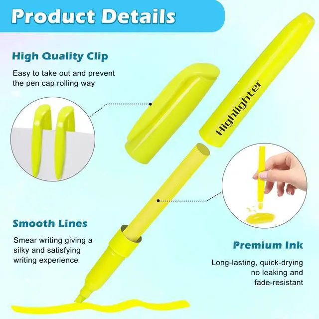 Alt view image 3 of 7 - 30 Yellow Highlighters, Chisel Tip Dry-Quickly Highlighter Markers, Highlighter Bright Colors for Adult Kids, Office Classroom Must Have, School Supplies for Teachers