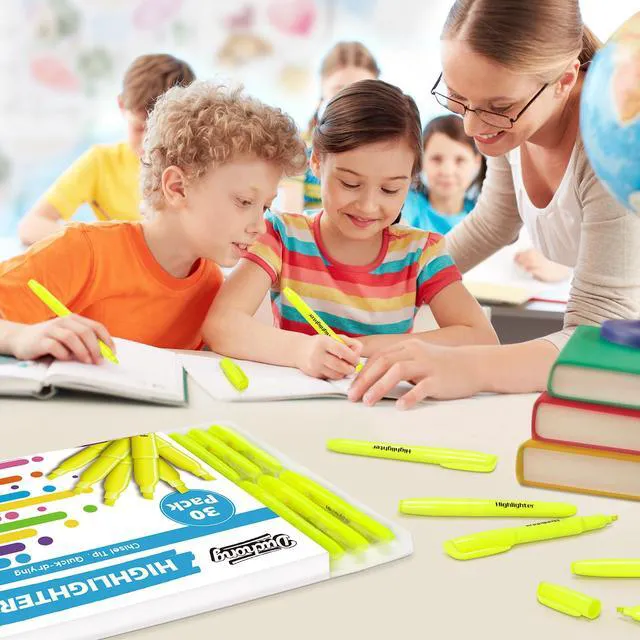 Alt view image 7 of 7 - 30 Yellow Highlighters, Chisel Tip Dry-Quickly Highlighter Markers, Highlighter Bright Colors for Adult Kids, Office Classroom Must Have, School Supplies for Teachers