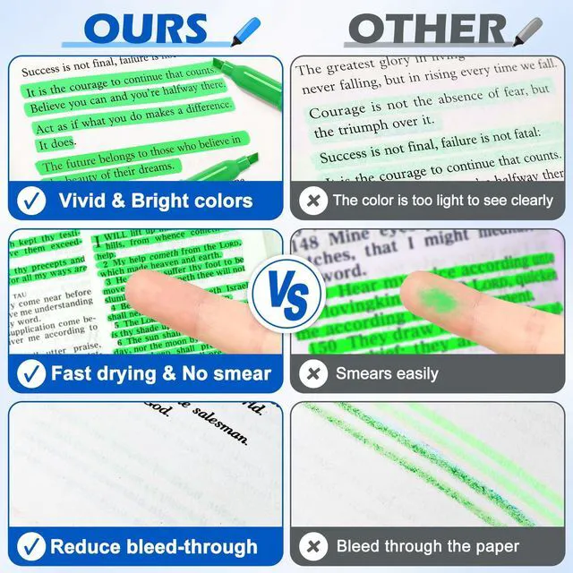 Alt view image 4 of 7 - Highlighters, 30 Packs Green Highlighter Bulk, Chisel Tip Dry-Quickly No Bleed Highlighter Markers for Adults Kids, Office Classroom Must Have, School Supplies for Teachers
