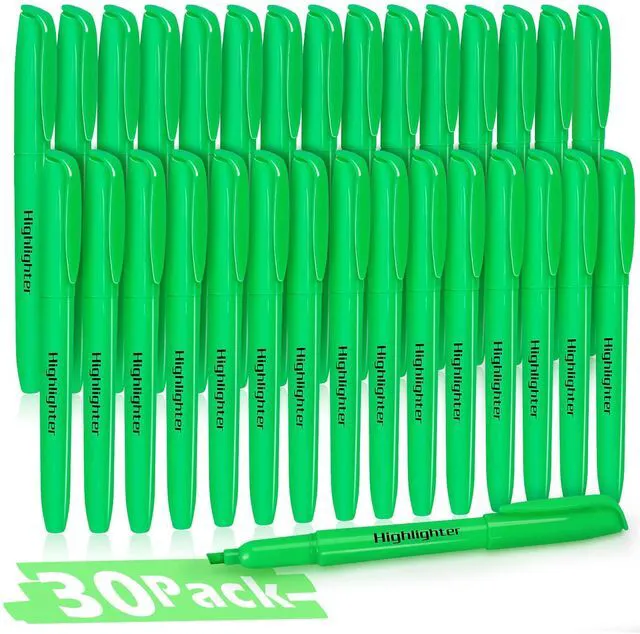 Main image of Highlighters, 30 Packs Green Highlighter Bulk, Chisel Tip Dry-Quickly No Bleed Highlighter Markers for Adults Kids, Office Classroom Must Have, School Supplies for Teachers
