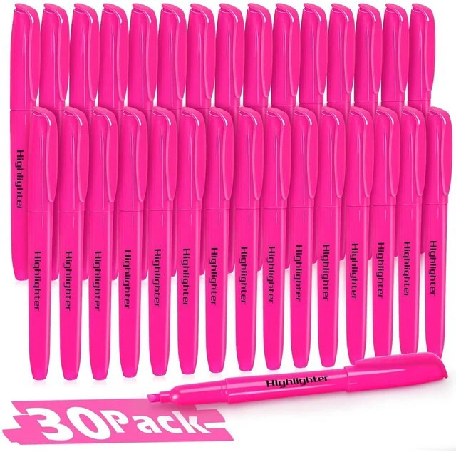 Main image of Highlighters, 30 Packs Pink Highlighter Bright Colors Bulk, Chisel Tip Dry-Quickly No Bleed Highlighter Markers for Adults Kids, Office Classroom Must Have, School Supplies for Teachers