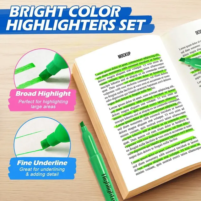 Alt view image 5 of 7 - Highlighters, 30 Packs Green Highlighter Bulk, Chisel Tip Dry-Quickly No Bleed Highlighter Markers for Adults Kids, Office Classroom Must Have, School Supplies for Teachers