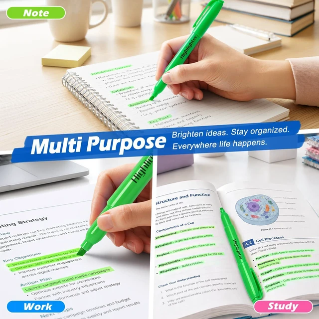 Alt view image 6 of 7 - Highlighters, 30 Packs Green Highlighter Bulk, Chisel Tip Dry-Quickly No Bleed Highlighter Markers for Adults Kids, Office Classroom Must Have, School Supplies for Teachers