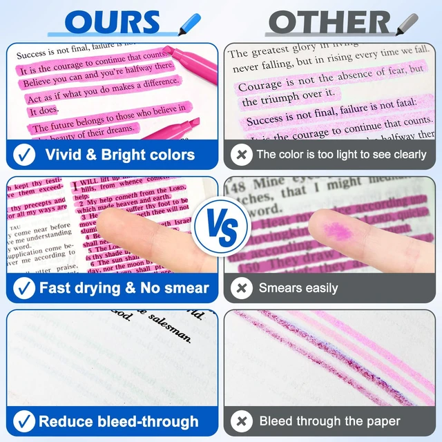 Alt view image 5 of 7 - Highlighters, 30 Packs Pink Highlighter Bright Colors Bulk, Chisel Tip Dry-Quickly No Bleed Highlighter Markers for Adults Kids, Office Classroom Must Have, School Supplies for Teachers