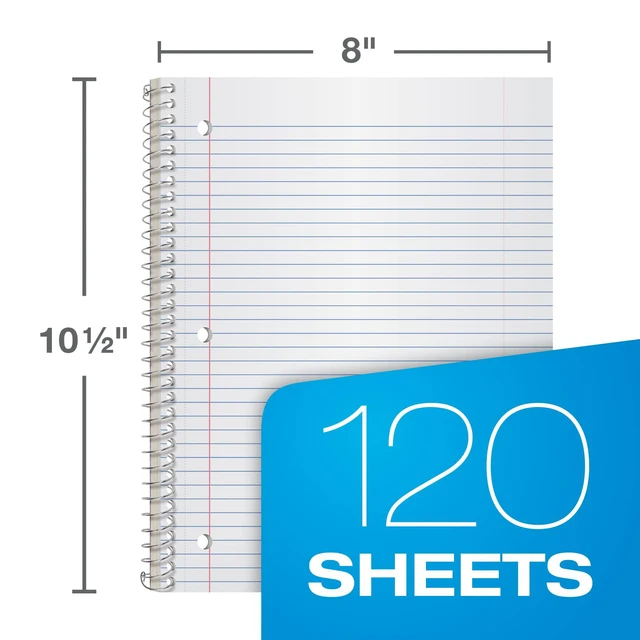 Alt view image 3 of 7 - Spiral Notebooks, 3 Subject, College Ruled Notebooks for School, 8 x 10.5 Inches, 120 Sheets, 2 Dividers, Assorted Colors, Back to School Supplies (65202) (Pack of 12)