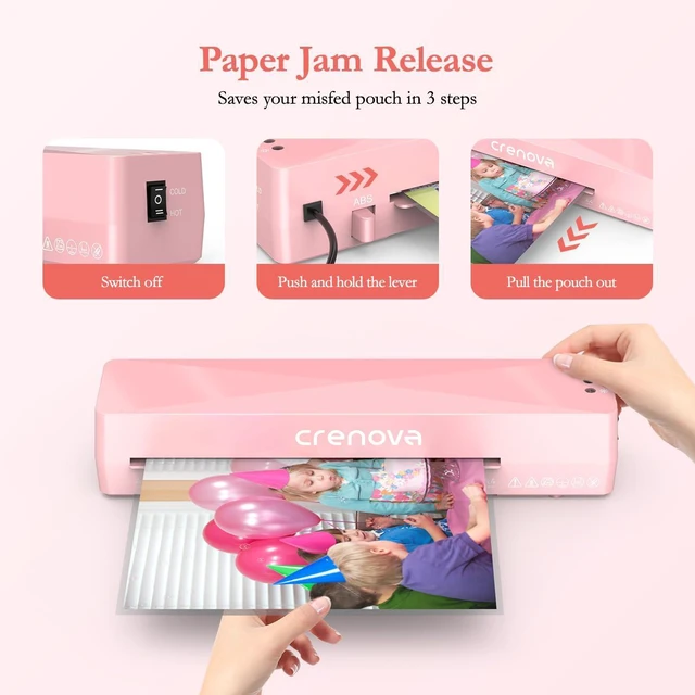 Alt view image 3 of 7 - Laminator Machine with 10 Laminating Sheets, A4 Laminating Machine Hot & Cold with Fast Warm Technology, Thermal Laminator 9 Inch for Home Office School Business Pink