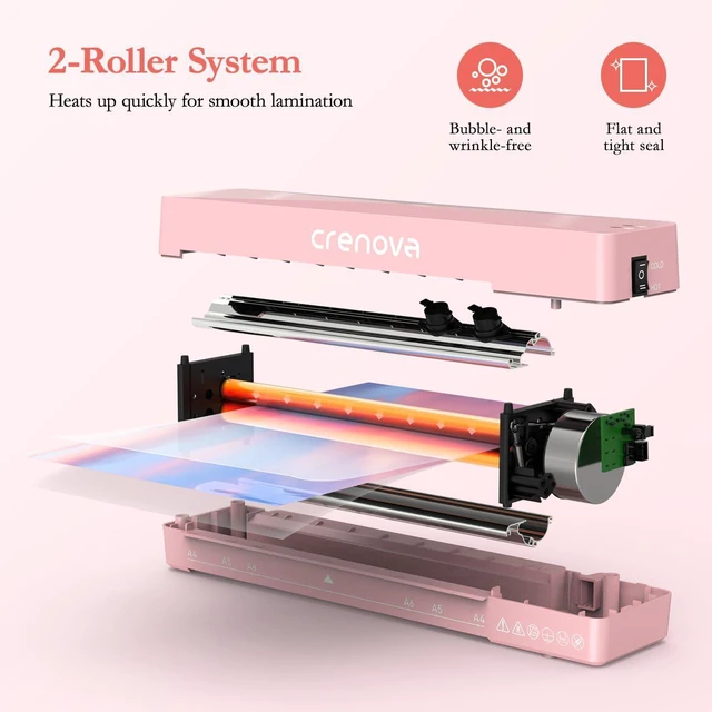 Alt view image 4 of 7 - Laminator Machine with 10 Laminating Sheets, A4 Laminating Machine Hot & Cold with Fast Warm Technology, Thermal Laminator 9 Inch for Home Office School Business Pink