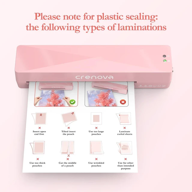 Alt view image 6 of 7 - Laminator Machine with 10 Laminating Sheets, A4 Laminating Machine Hot & Cold with Fast Warm Technology, Thermal Laminator 9 Inch for Home Office School Business Pink