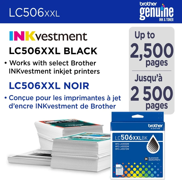 Alt view image 2 of 7 - Genuine LC506XXLBK Super High Yield Black Ink Cartridge (for use INKvestment 4355, 4555, and 4557 Printers)