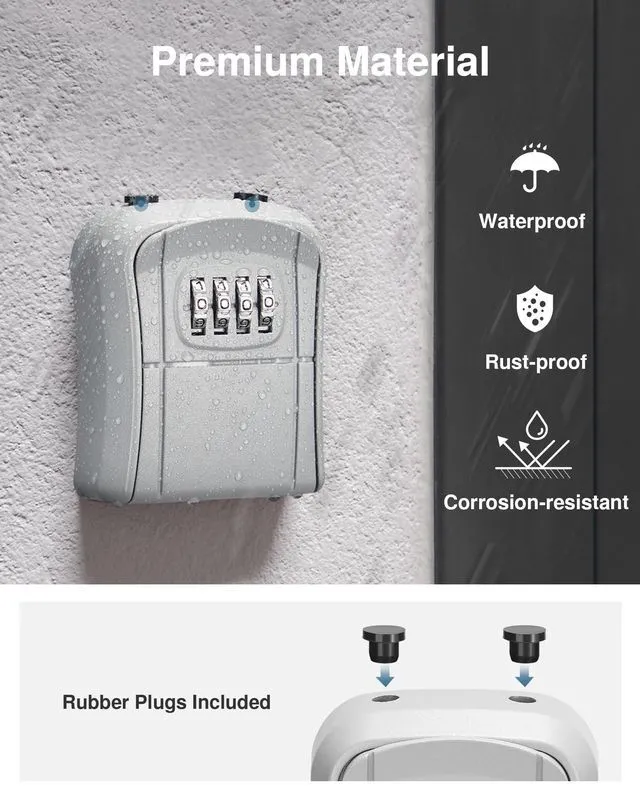 Alt view image 5 of 7 - Key Lock Box Outdoor 4 Digit Code Combination Lockbox House 1 Silver For Contractors Guest Realtor Storage Keys, Portable, Home Wall Mount, Resettable, Combination, Weatherproof, High-capacity