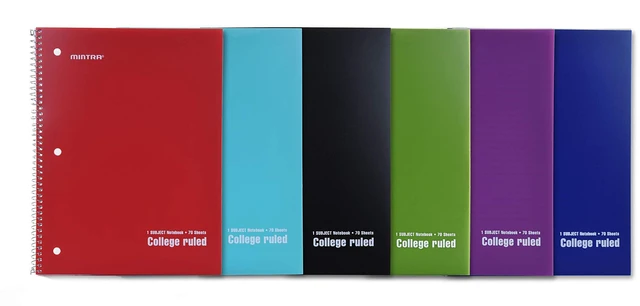 Alt view image 2 of 4 - Spiral Notebooks, Wirebound, Journals for School, Work, Business, Aesthetic Stationery, Writing Pads, Teacher & Student Supplies (24, Solid Color-Poly Cover, College)