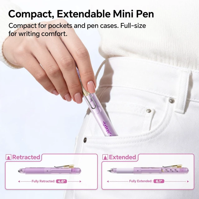 Alt view image 2 of 7 - Morph Extendable Gel Pens: 0.7mm Medium Point Black Ink Pocket-to-Full-Size Design Translucent Soft Grip Barrel Includes 2 Pens and 2 Refills Dual-Length Pocket Pen 4.6" to 6.1"
