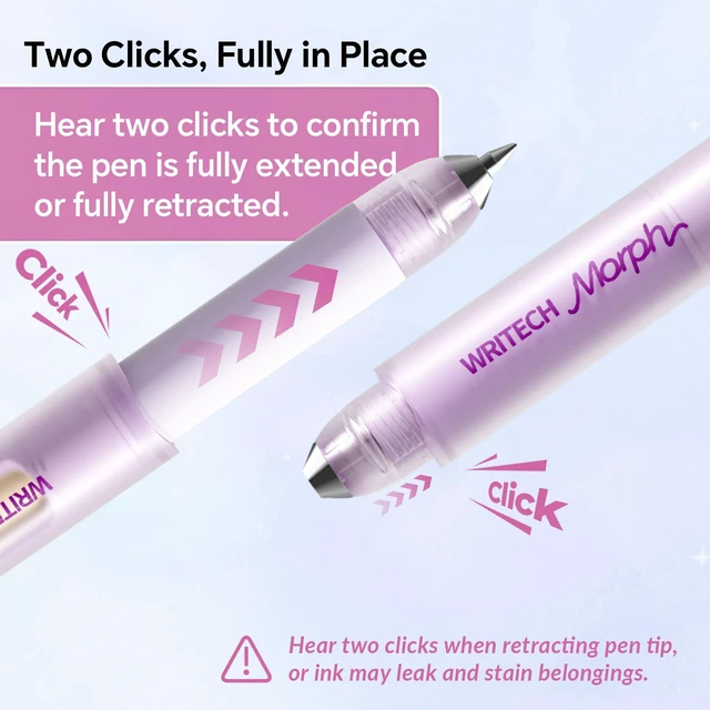 Alt view image 4 of 7 - Morph Extendable Gel Pens: 0.7mm Medium Point Black Ink Pocket-to-Full-Size Design Translucent Soft Grip Barrel Includes 2 Pens and 2 Refills Dual-Length Pocket Pen 4.6" to 6.1"
