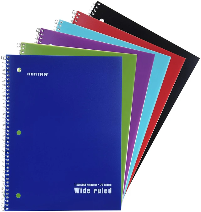 Alt view image 2 of 4 - Spiral Notebooks, Wirebound, Journals for School, Work, Business, Aesthetic Stationery, Writing Pads, Teacher & Student Supplies (24, Solid Color-Poly Cover, Wide)