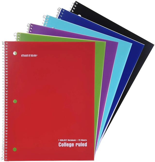 Alt view image 2 of 4 - Spiral Notebooks, Wirebound, Journals for School, Work, Business, Aesthetic Stationery, Writing Pads, Teacher & Student Supplies (24, Solid Color, College)