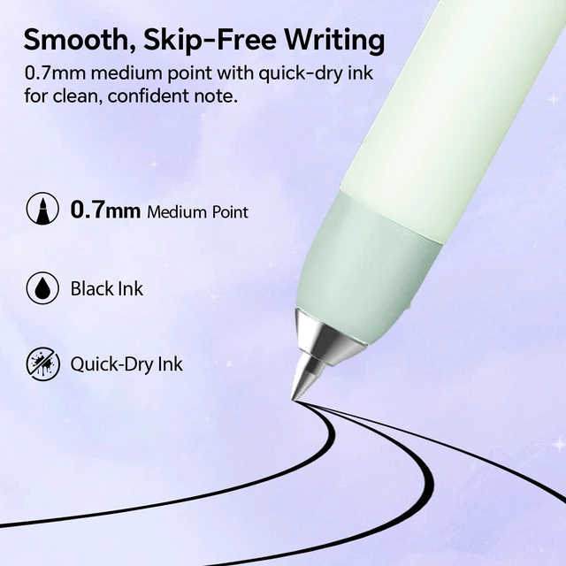 Alt view image 5 of 7 - Gel Pens Medium Point: Morph 0.7mm Black Ink Mini to Full Size Soft Grip Portable Extendable Pocket Pen Set with 2 Pens and 2 Refills