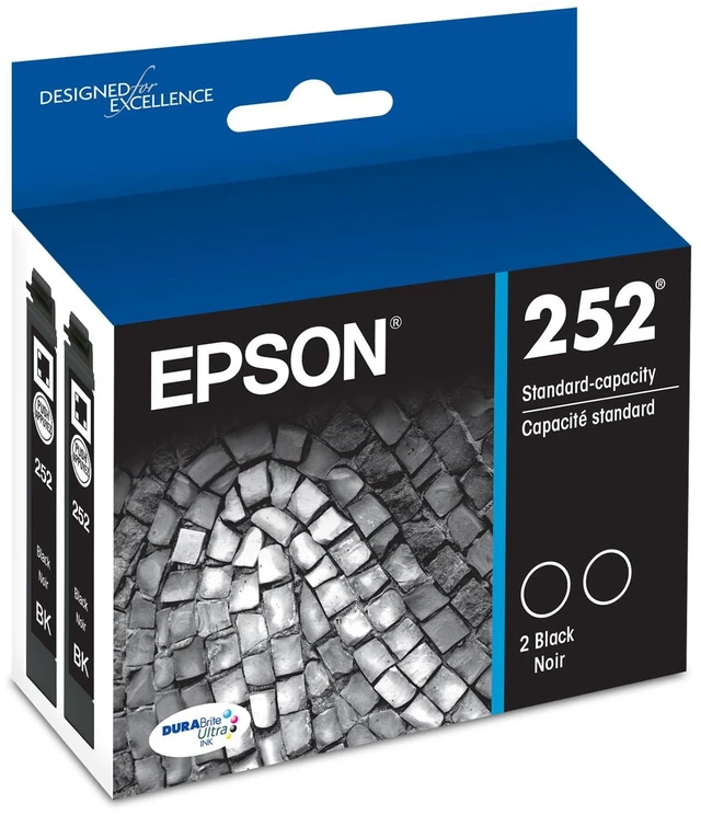 Main image of 252 DURABrite Ultra Ink Standard Capacity Black Dual Cartridge Pack (T252120-D2) Works with Workforce WF-3620, 3640, 7110, 7610, 7620, 7710, 7720, 7210