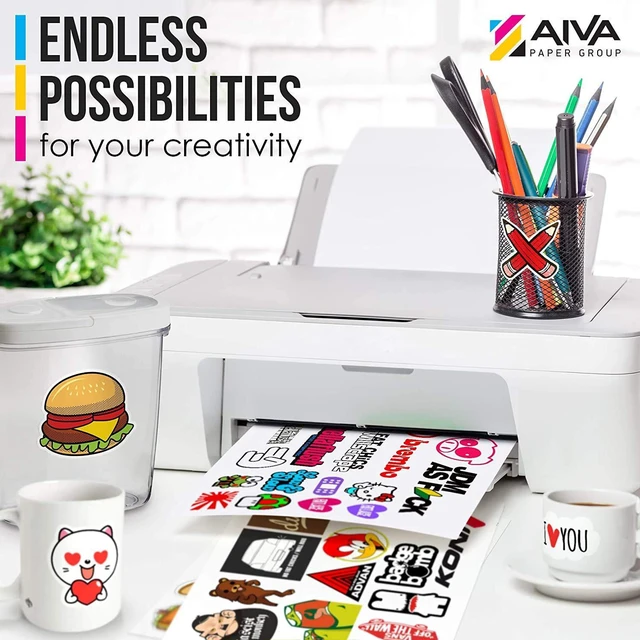 Alt view image 5 of 7 - Printable Vinyl Sticker Paper - Waterproof Decal Paper for Inkjet Printer - 100 Self-Adhesive Sheets - Glossy White - Standard Letter Size 8.5"x11"