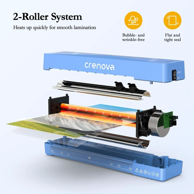 Alt view image 5 of 7 - Laminator Machine with 10 Laminating Sheets, A4 Laminating Machine Hot & Cold with Fast Warm Technology, Thermal Laminator 9 Inch for Home Office School Business Blue