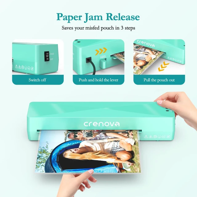 Alt view image 3 of 7 - Laminator Machine with 10 Laminating Sheets, A4 Laminating Machine Hot & Cold with Fast Warm Technology, Thermal Laminator 9 Inch for Home Office School Business Green
