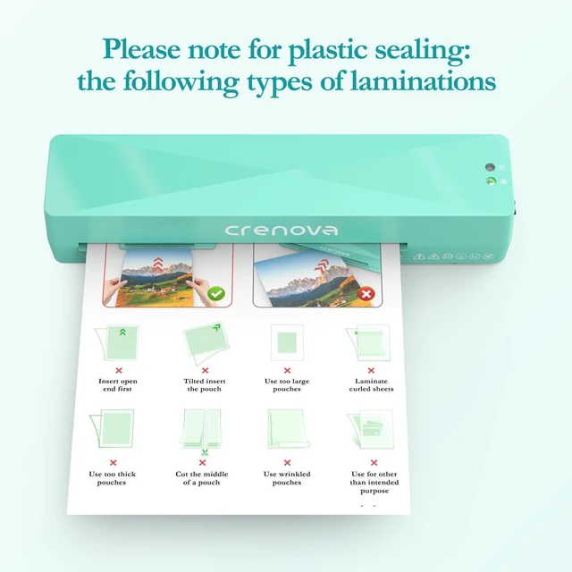 Alt view image 6 of 7 - Laminator Machine with 10 Laminating Sheets, A4 Laminating Machine Hot & Cold with Fast Warm Technology, Thermal Laminator 9 Inch for Home Office School Business Green