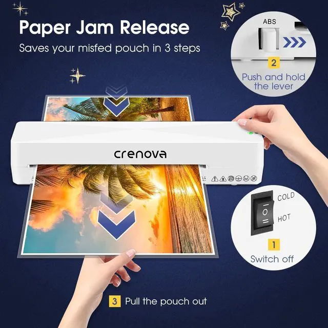Alt view image 6 of 7 - Laminator Machine with 10 Laminating Sheets, A4 Laminating Machine Hot & Cold with Fast Warm Technology, Thermal Laminator 9 Inch for Home Office School Business White