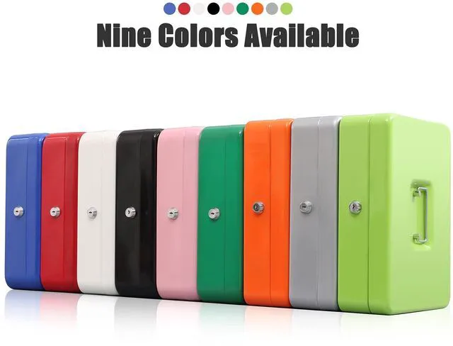 Alt view image 5 of 6 - Locking Cash Box with Lock,Money Box with Cash Tray,Lock Safe Box with Key Money Saver,Money Saving Organizer,11.81Lx 9.45Wx 3.54H Inches,Lightgrey XL Large
