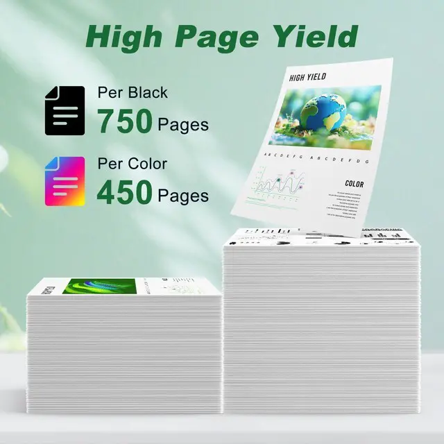 Alt view image 3 of 7 - 63XL Ink Cartridges Black and Color Replacement for HP Ink 63 63XL Ink Cartridge Combo Pack Work with HP OfficeJet 4520 4650 4652 4655 5255 5258 Envy 4512 DeskJet 3630 3632 Printer 63 Ink