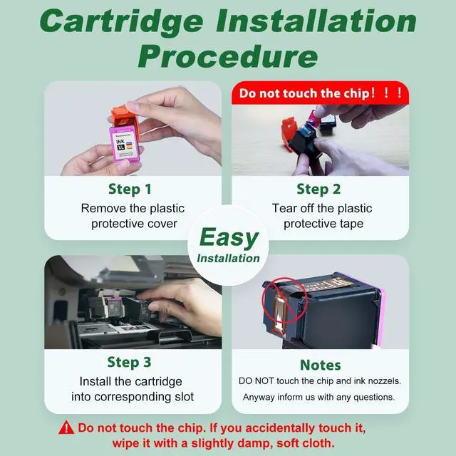 Alt view image 5 of 7 - 63XL Ink Cartridges Black and Color Replacement for HP Ink 63 63XL Ink Cartridge Combo Pack Work with HP OfficeJet 4520 4650 4652 4655 5255 5258 Envy 4512 DeskJet 3630 3632 Printer 63 Ink