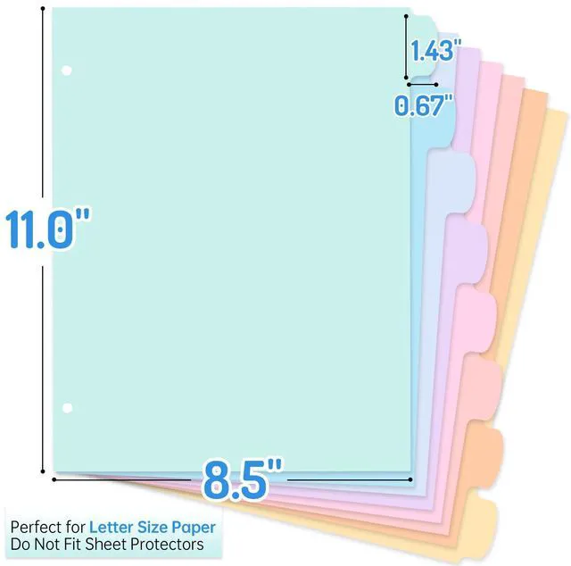 Alt view image 2 of 7 - 48Pcs/6Set Binder Dividers with Big Tabs Write&Erase tab Divider Dividers for 3 Ring Binder, Tab Divider with Sticker Labels for Student, Teacher, Office, Home Organizers, School Supplies