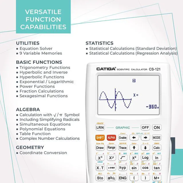 Alt view image 4 of 7 - Scientific Calculators with Graphic Functions, Graphing Calculators with Multiple Modes, Scientific Calculators for Students, High School or College Courses, Calculadora Cientifica, CS-121