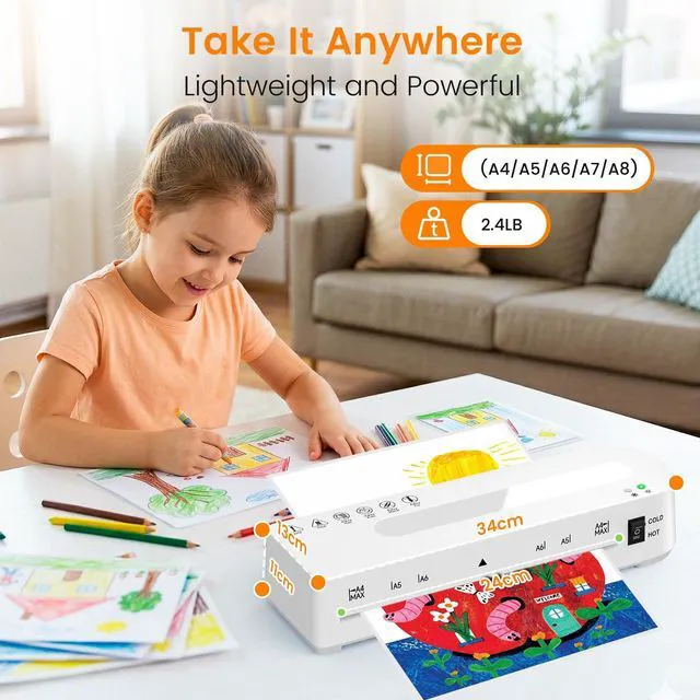 Alt view image 7 of 7 - A4 Laminator Machine Hot & Cold with 20 Laminating Sheets and Trimmer 9 Inch Laminating Machine for Office, School, Business and Home - White