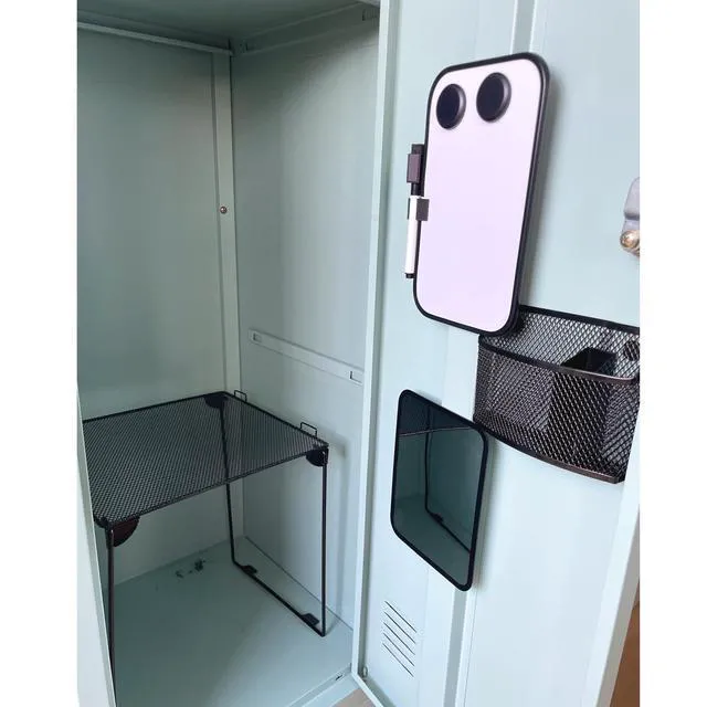 Alt view image 7 of 7 - Black Locker Organizer Kit with Shelf, Shelf, Mirror, Pen Holder, Whiteboard, Back to School Essentials, 7-Piece Decoration Kit