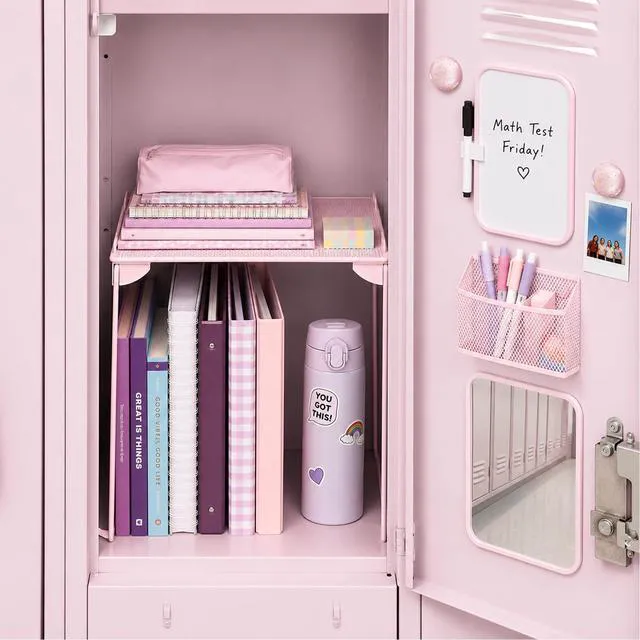 Alt view image 4 of 6 - Pink Locker Accessories with Locker Shelf, Magnetic Mirror, Magnetic Pen Holder, Magnetic Small Whiteboard, Back to School Essentials Locker Decorations, 7 Piece Locker Organizer for Work