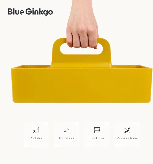 Alt view image 5 of 7 - Stackable Organizer Caddy, Long, Yellow, Made in Korea Portable. Adjustable. Home, Office & School Storage