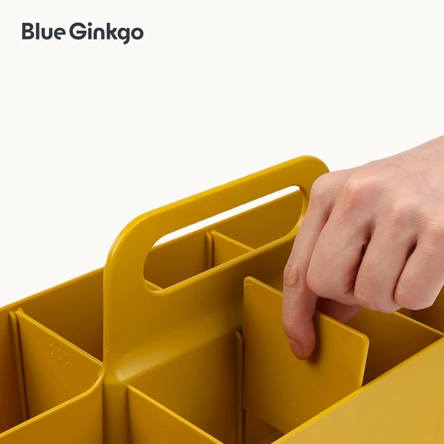 Alt view image 7 of 7 - Stackable Organizer Caddy, Long, Yellow, Made in Korea Portable. Adjustable. Home, Office & School Storage