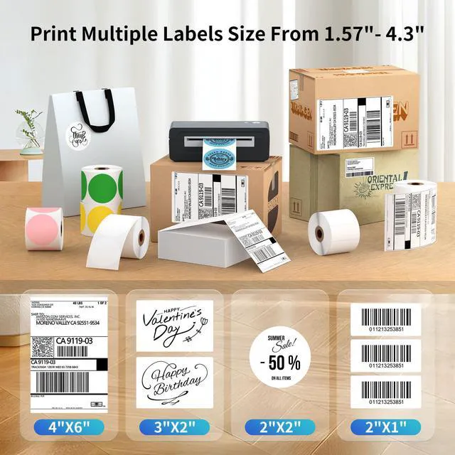 Alt view image 4 of 7 - Bluetooth Thermal Shipping Label Printer, 4X6 Inkless Label Machine for iOS, Android, Laptop, Wireless Printer for Small Business, Compatible with Amazon, UPS, Shopify, Black