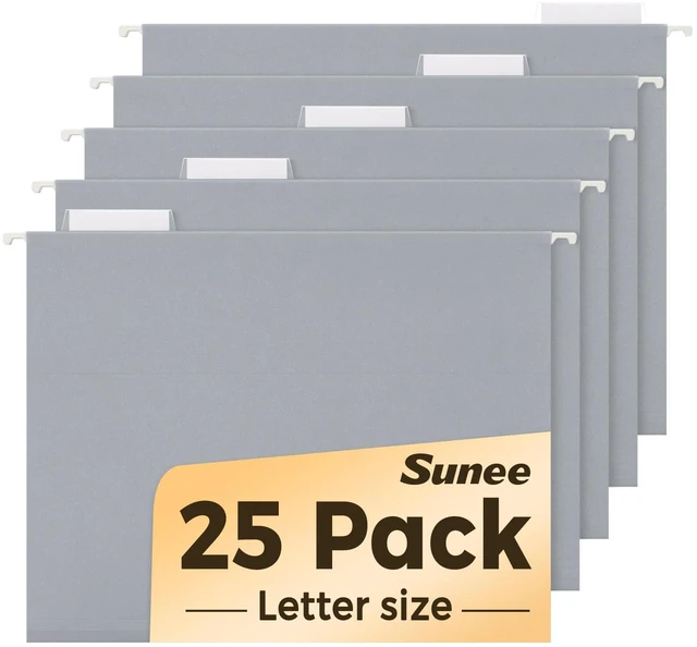 Main image of 25 Pack Hanging File Folders, Gray Folders, Hanging File Folders Letter Size with 1/5-cut Tabs, Stay Organized for Your Home and Office Bulk File and Documents