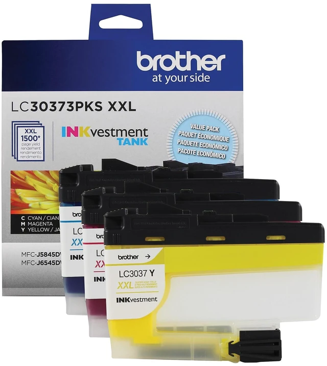 Main image of Genuine LC30373PKS, 3-Pack Super High-Yield Color INKvestment Tank Ink Cartridges, Includes 1 Cartridge Each of Cyan, Magenta and Yellow Ink, Page Yield Up to 1,500 Pages/Cartridge, LC3037