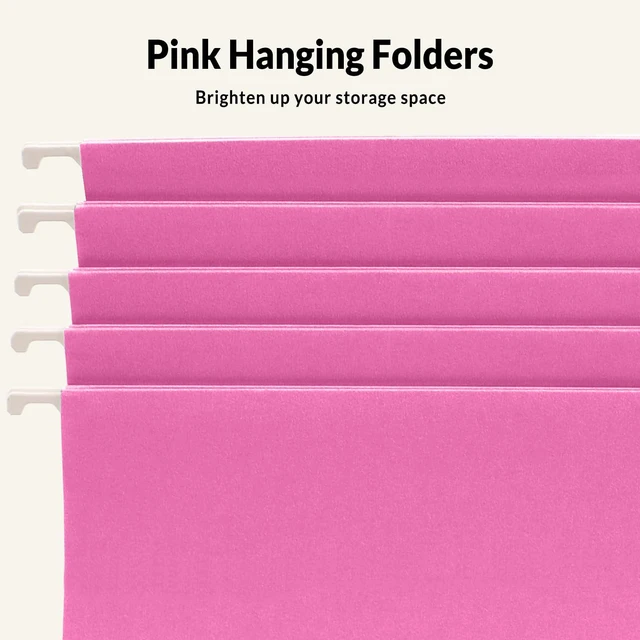 Alt view image 4 of 7 - Hanging File Folders, 25 Pack Letter Size Hanging File Folders with 1/5-Cut Tabs, Ideal for Home and Office Organization and Papers Classification, Bright Neon Pink