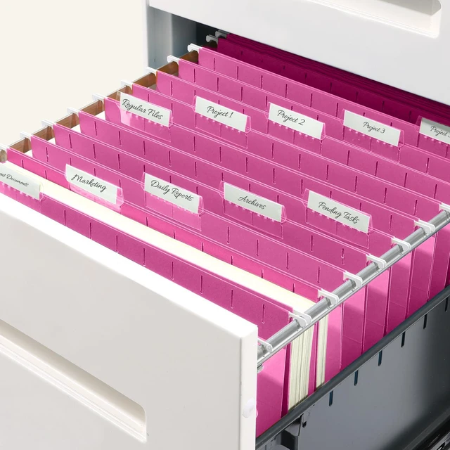Alt view image 7 of 7 - Hanging File Folders, 25 Pack Letter Size Hanging File Folders with 1/5-Cut Tabs, Ideal for Home and Office Organization and Papers Classification, Bright Neon Pink
